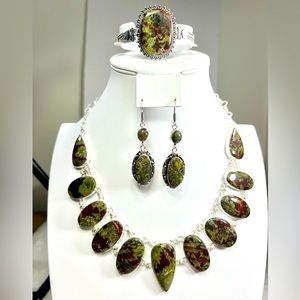 Dragon Blood 925 Large Gemstone Necklace Bracelet & Earrings Wardrobe